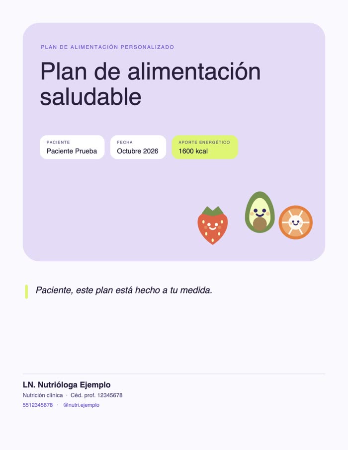 Portada del plan de alimentación